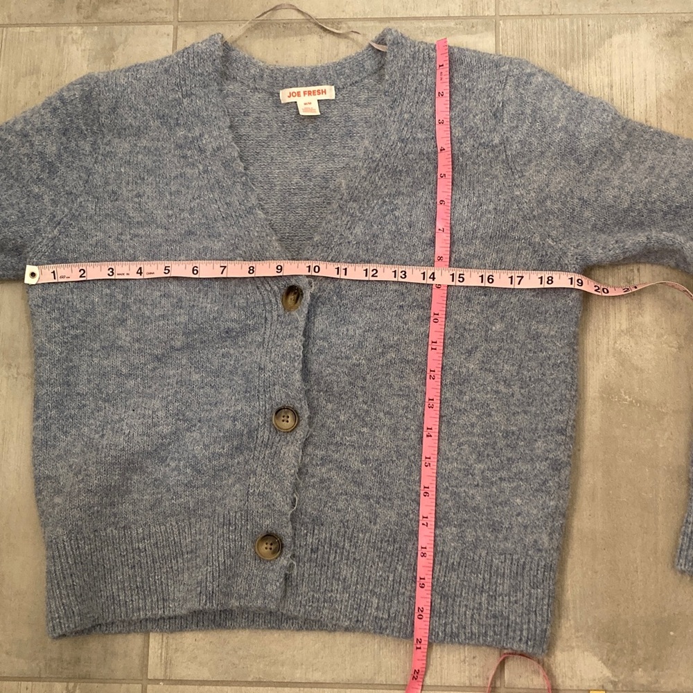 Joe Fresh Women's Light Blue V-Neck Button Cardigan Sweater